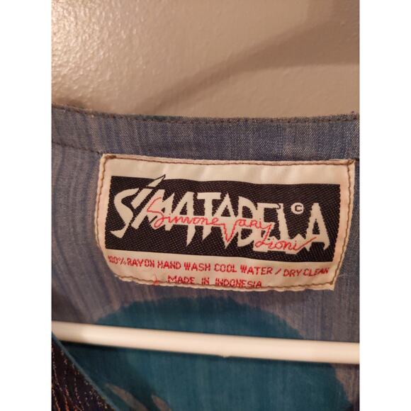 SIMATADELA Simone Vary Lioni Art to Wear Top Turtle Print Lagenlook Blue M/L - Picture 3 of 10